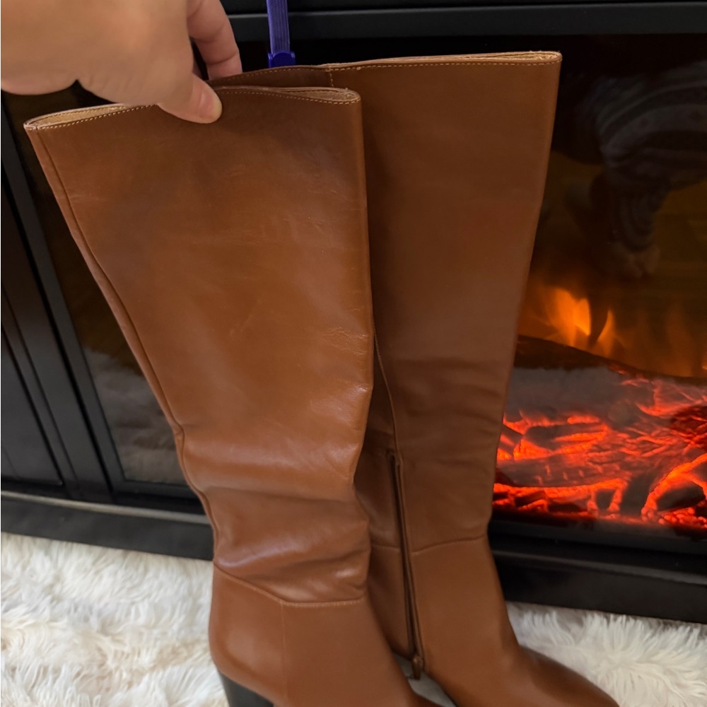 Maje Tan Leather Heeled Boots